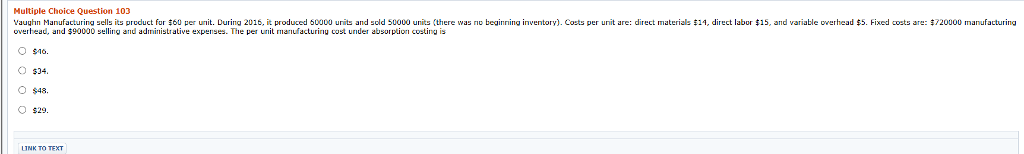 waterway ndustries sols its product orbuo per unit. Vana le costs per