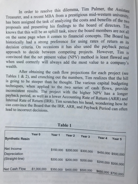 of Capital Budgeting Techniques The Dilemma at Day-Pro The Day-Pro Chemical Corporation,