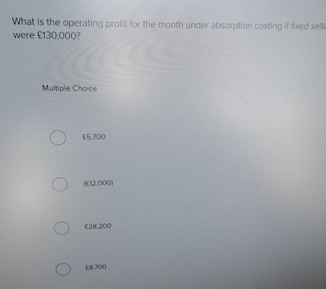 provided the following data concerning its most recent month of operations: What