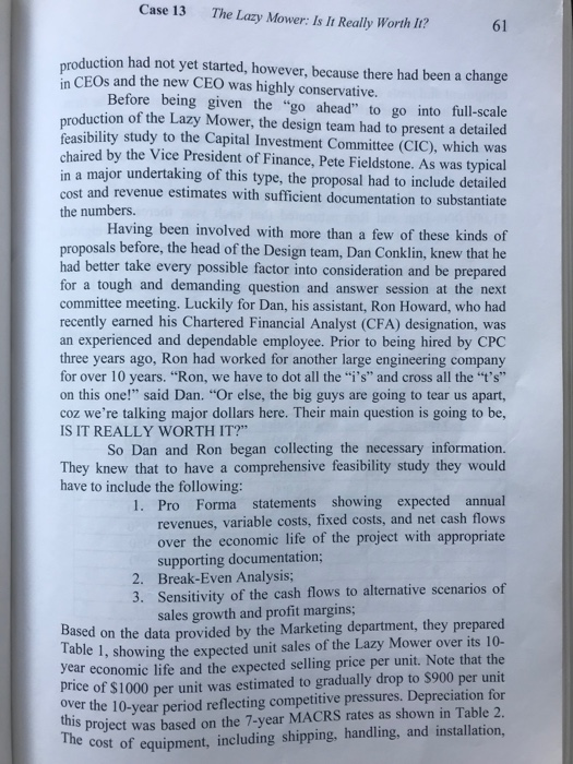 Estimating Cash Flow-New Project Analysis The Lazy Mower: Is It Really Worth