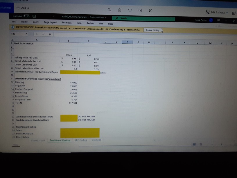 have compiled in an Microsoft Excel spreadsheet (see document template). He also