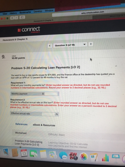 Develop Window com View Honework 6 Chapter 5 Connect FINANCE Homework