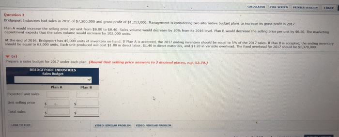  prepare a sales budget for 2017 under each plan LATO SCHEEN