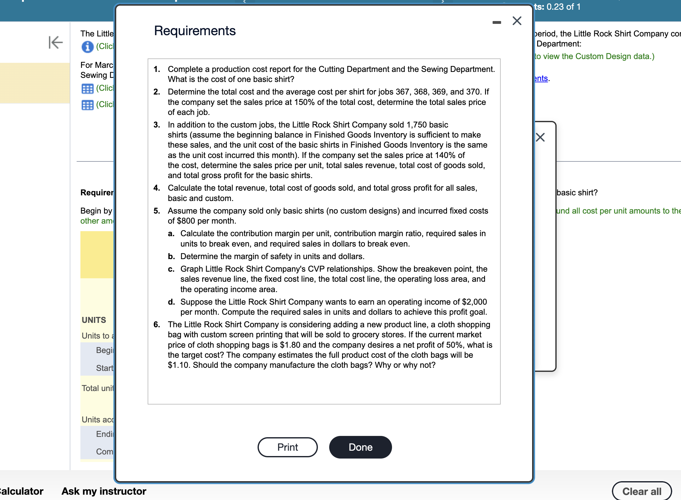 and Sewing Departments: (Click the icon to view the Cutting data.) (Click