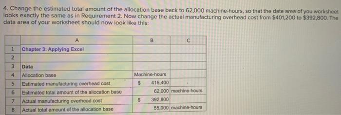 Allocation base Estimated manufacturing overhead cost Estimated total amount of the allocation