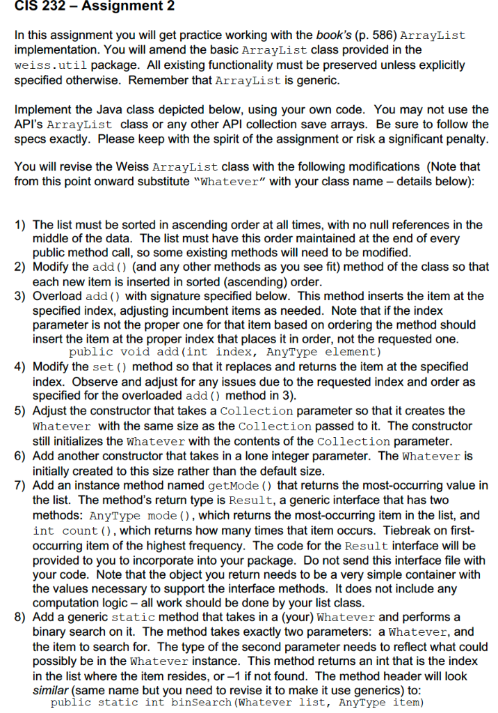  Books example of ArrayList: CIS 232 - Assignment 2 In this