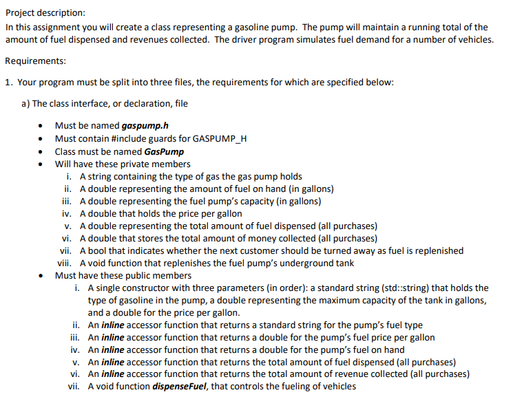Objectives: 1) Use classes; 2) Split interface and implementation into files; 3)
