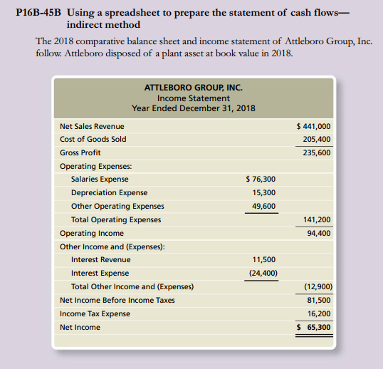 how to prepare a Statement of Cash Flows using problem 16B-45B? HERE