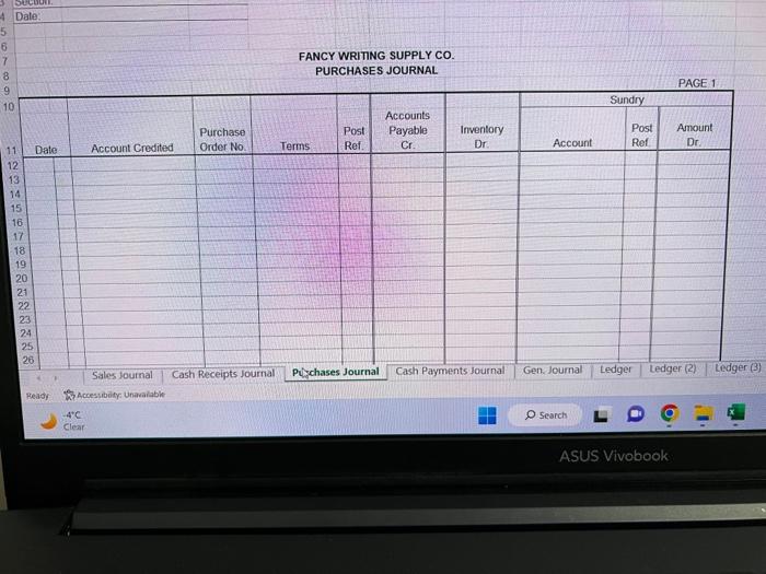 to: journal; schedules of accounts a. Journalize the following transactions for the