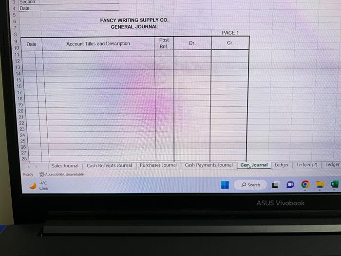 b. Record in subsidiary ledgers and post to the general ledger as