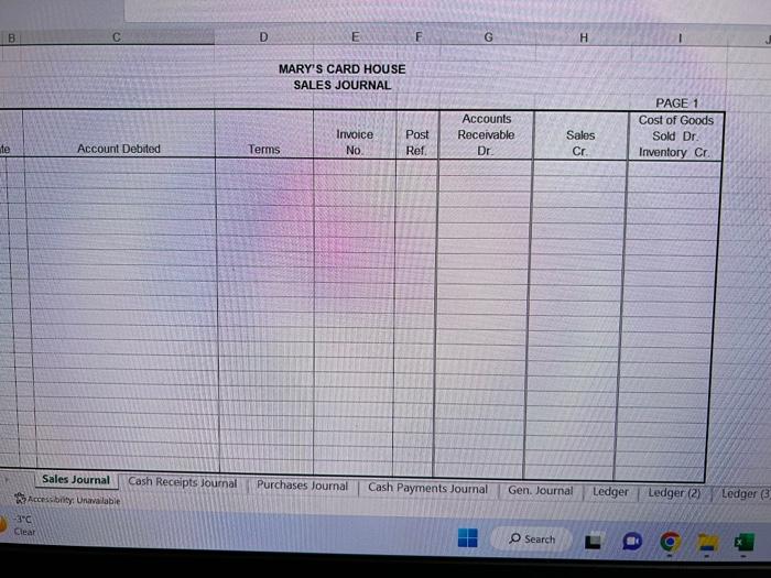 accounts receivable, general ledger, accounts payable ledgers, schedule of accounts receivable. P7-1C