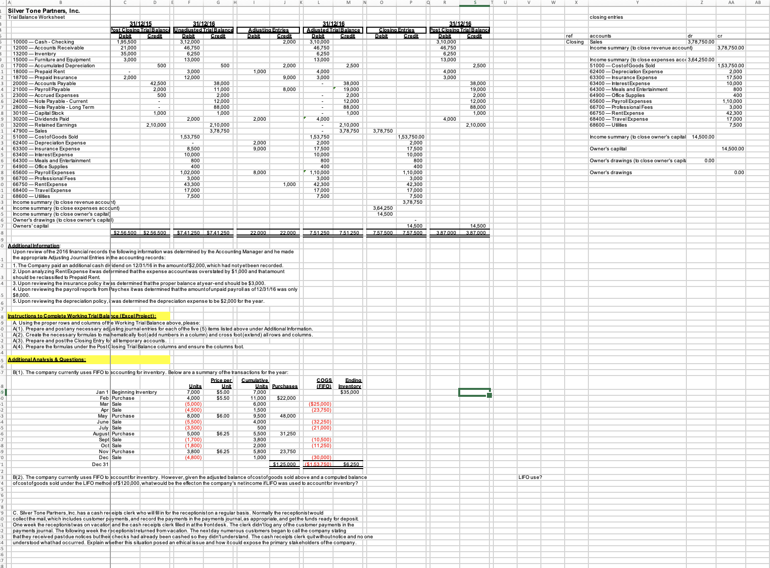 Silver Tone Partners, Inc. TrialBaLance Worksheet accoun& 68600 utibes 47900 sales 68600
