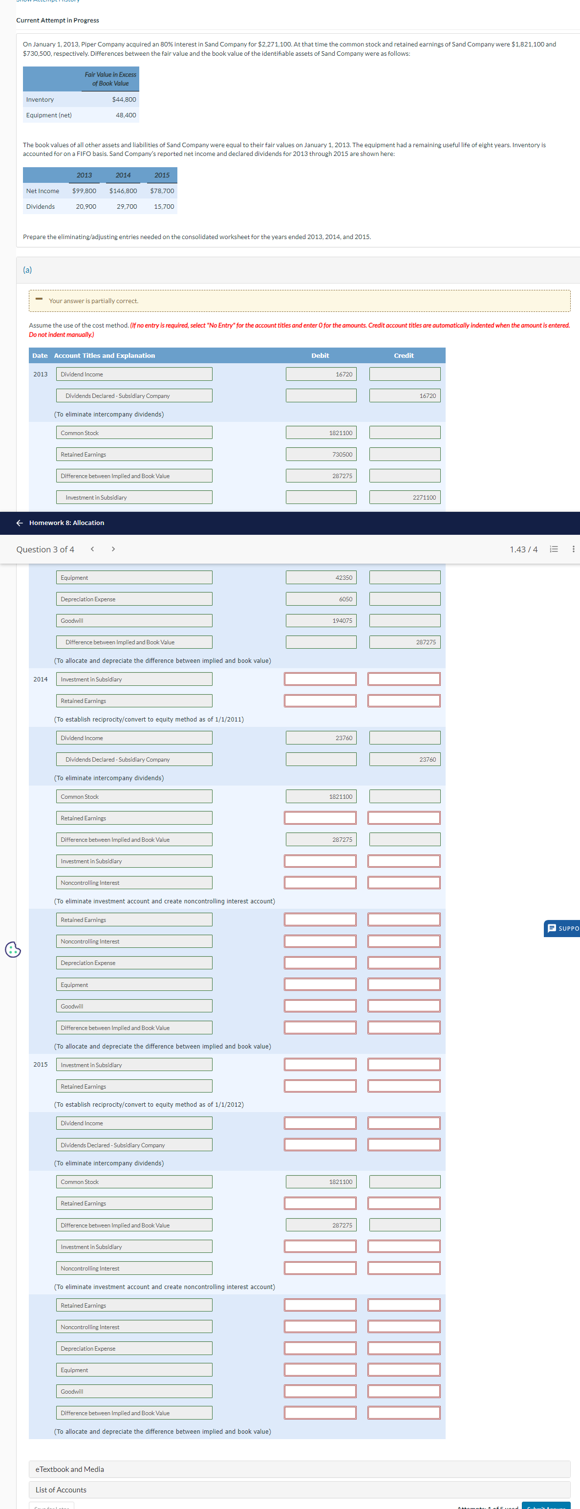  Current Attempt in Progress On January 1.2013. Piper Company acquired an