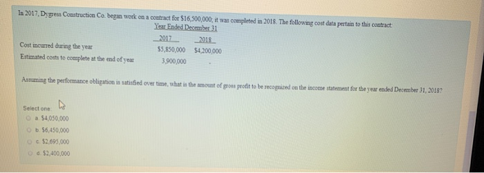  In 2017, Digress Construction Co. began work on a contract for