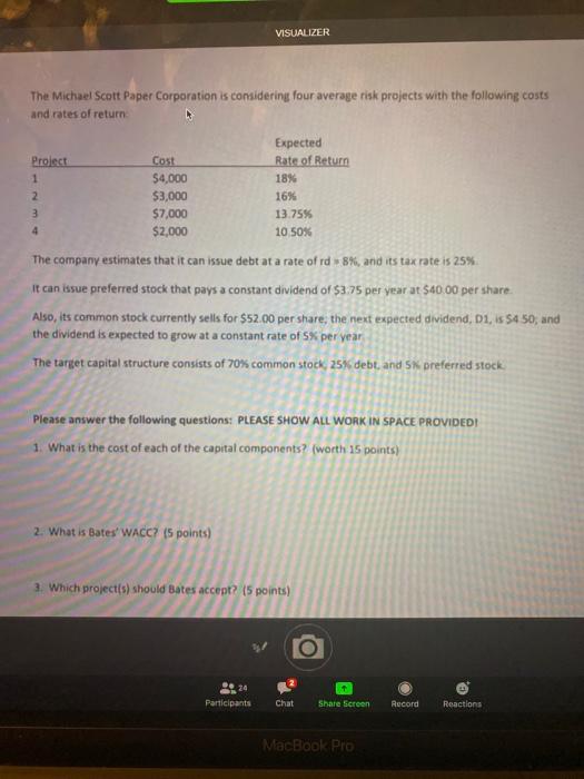  need help with 1-3 VISUALIZER The Michael Scott Paper Corporation is