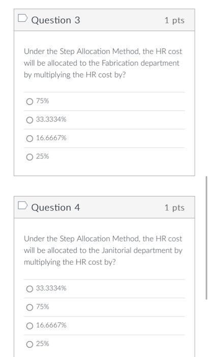 considered to be service departments. In the top illustration, use the pick