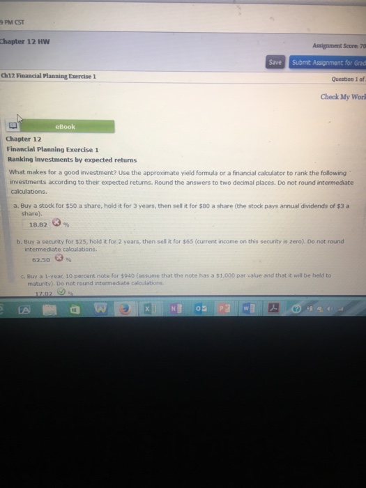  PM CST Chapter 12 HW Assignment Score 70 Submit Assignment for