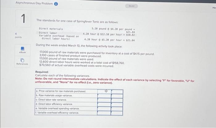 Asynchronous Day Problem 1 4 points eBook References The standards for