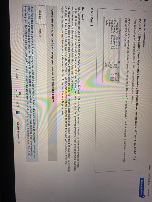  Help SU Check my work Requirea information P7-3 (Algo) Evaluating Four