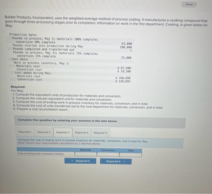 completion. Information on work in the first department, Cooking, is given below