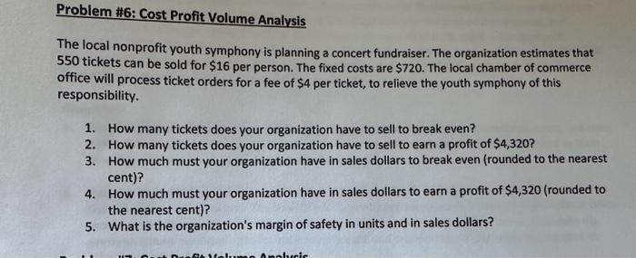 Need help with problem 6, question 5 ONLY please! Problem \#6: Cost