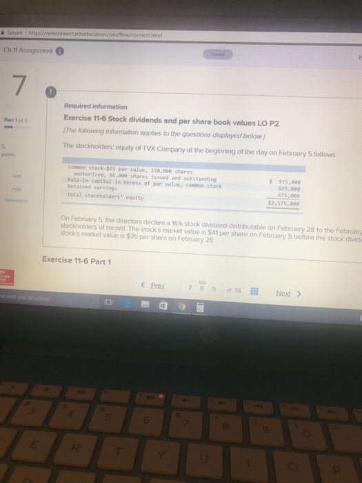  nnect.htm Secure http:/ Ch 11 Assignment Required information Exercise 11-6 Stock