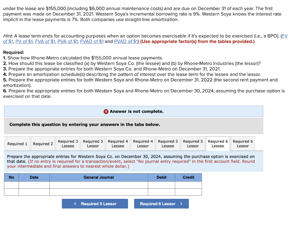 a purchase option on December 30, 2024, at an option price of