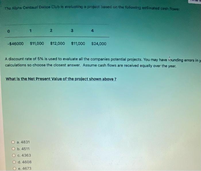  The Mlpha Certauri Dance Club is eveluating a project bused on