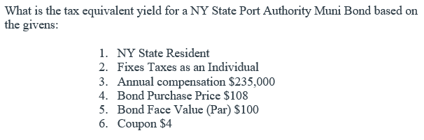 What is the tax equivalent yield for a NY State Port