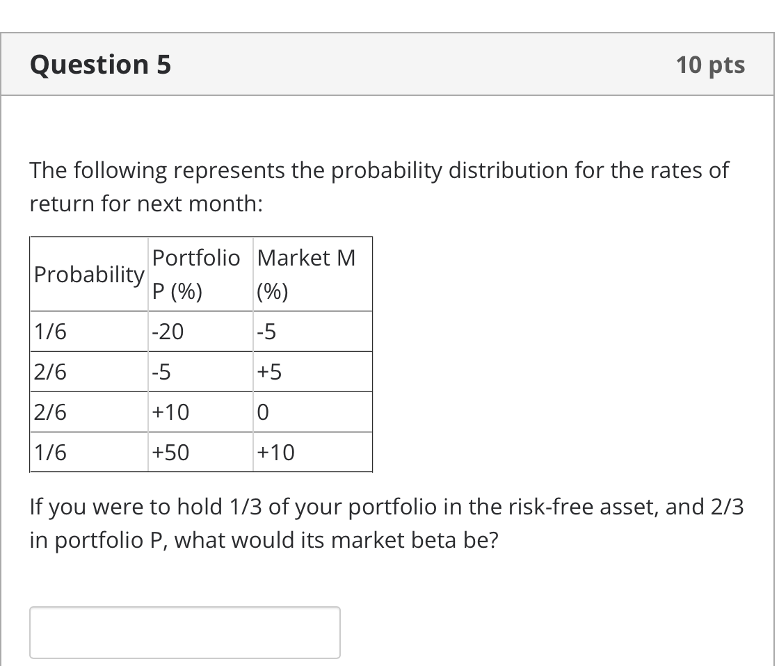 Question 5 The following represents the probability distribution for the rates