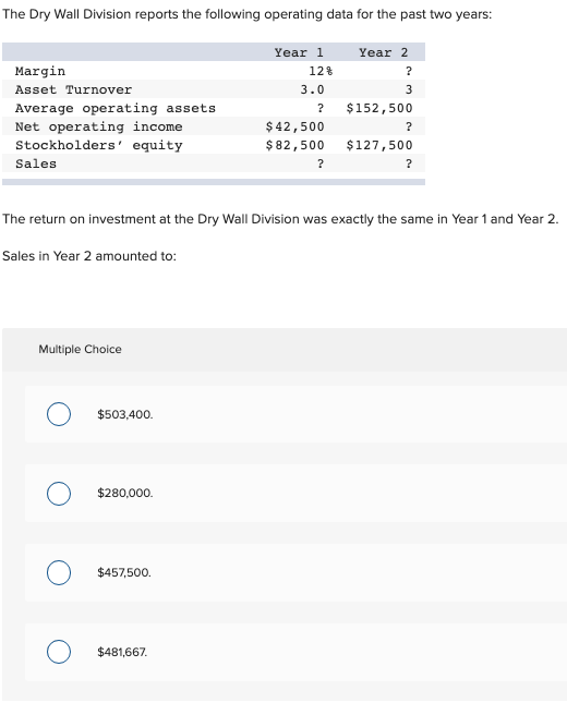 past two years: Year 2 3 Year 1 12% 3.0 ? $
