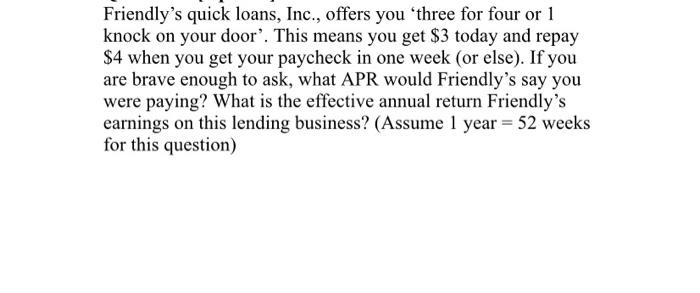  Friendly's quick loans, Inc., offers you 'three for four or 1