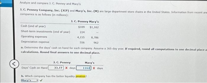  Analyze and compare 3. C. Penney and Macy's 3. C. Penney