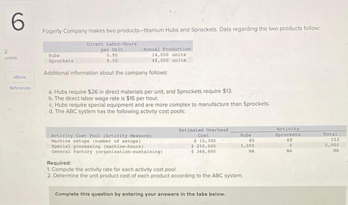 hour. c. Hubs require special equipment and are more complex to manufacture
