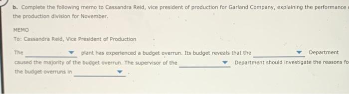 Budget Performance Report-Vice President, Production For the Month Ended November 30 Plant