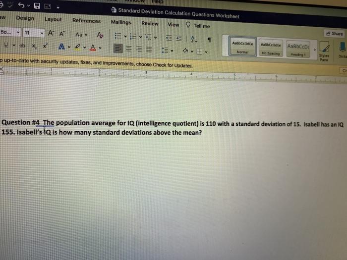  Bs w Design Layout Standard Deviation Calculation Questions Worksheet Mailings Review