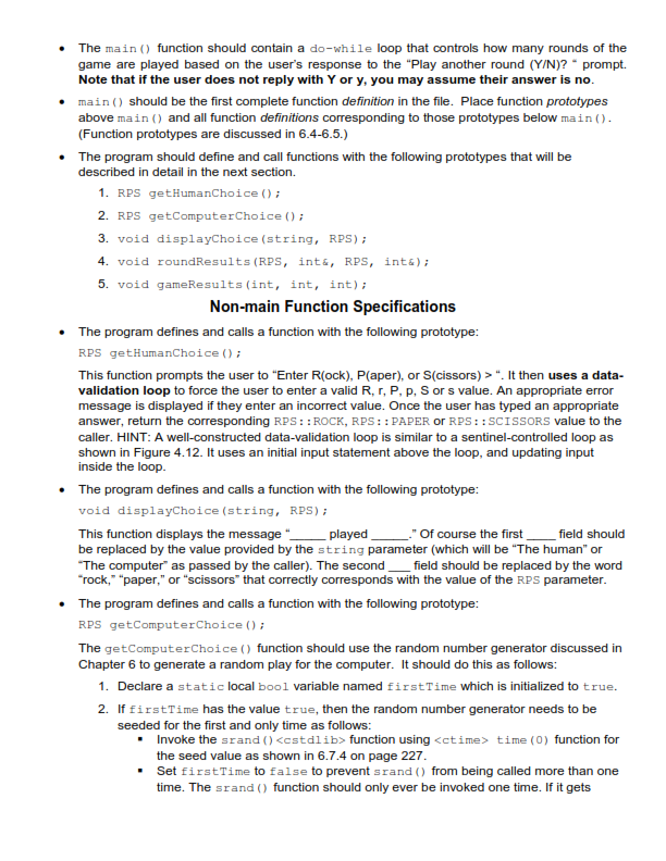 RPS.cpp program. Please help! Thank you. CS 210 Lab 5 Program Specifications