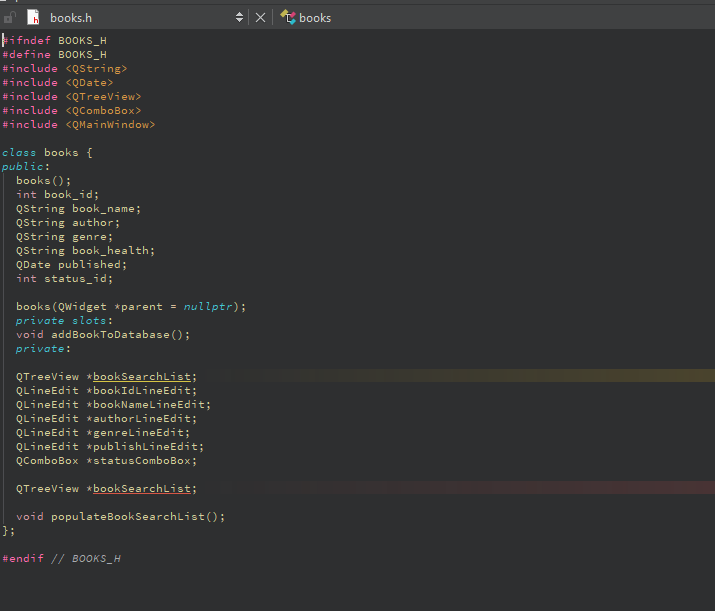  Could you help me fix my books.cpp so the function to