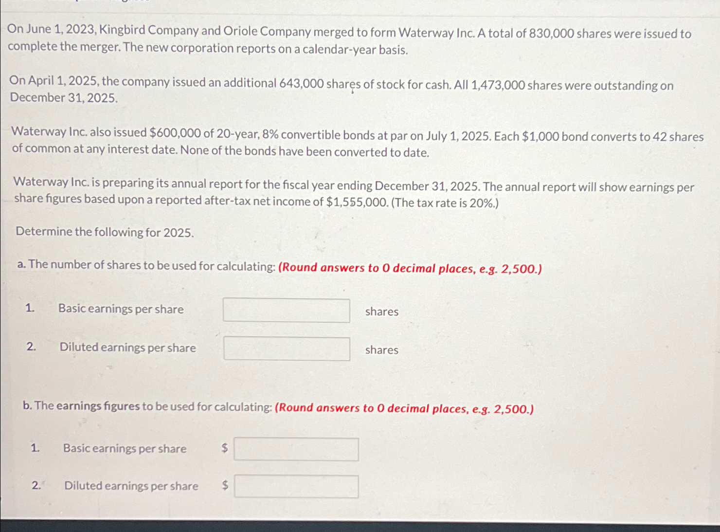  On June 1,2023, Kingbird Company and Oriole Company merged to form
