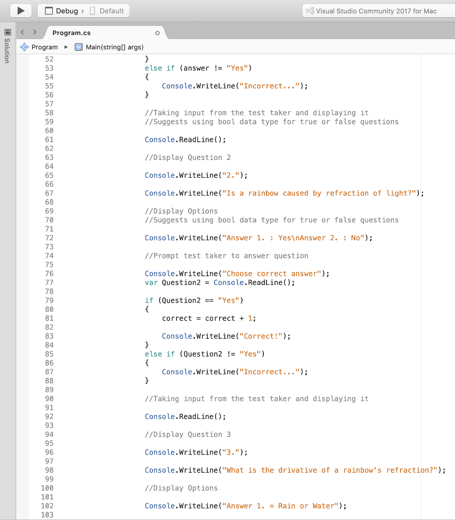 all of my questions for a "quiz" I am making into one