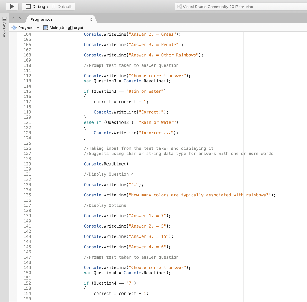 array and to do the same for the answers. Here are screenshots