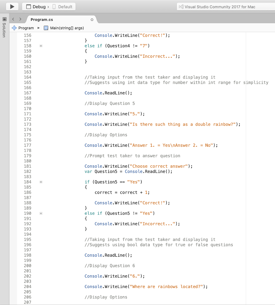 of my current code. ***This is for C# on Visual Studio for