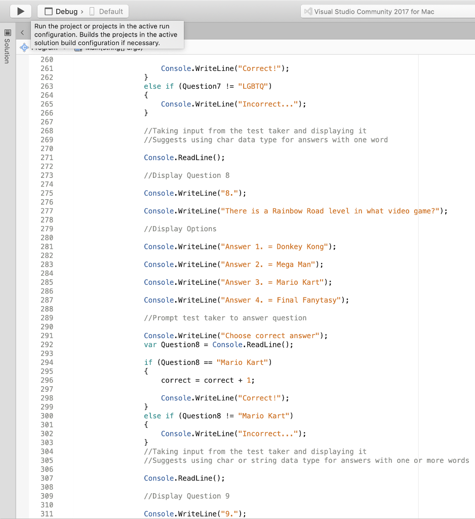 Default Visual Studio Community 2017 for E K Program.cs ProgramM Main(stringl args)