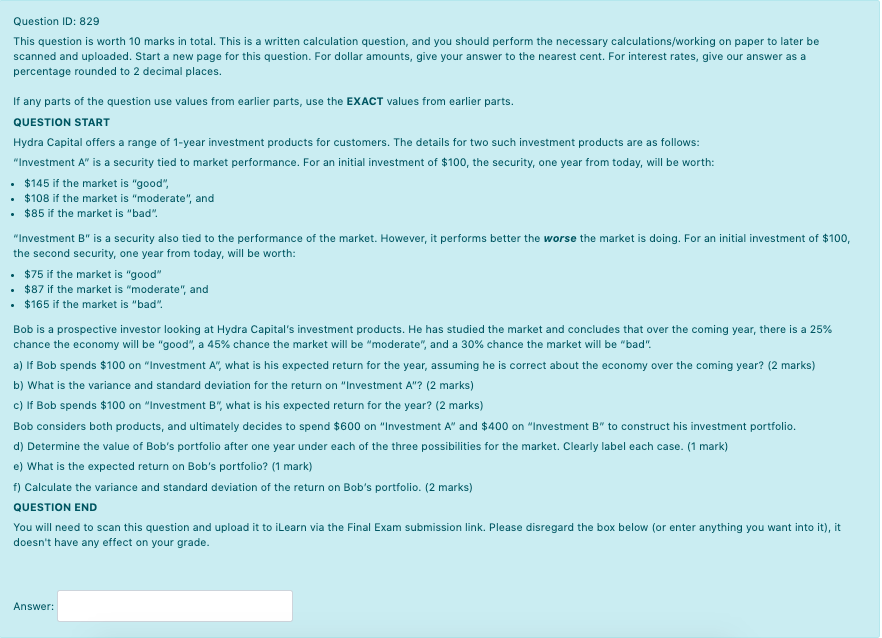 Working is required This question is worth 10 marks in total.