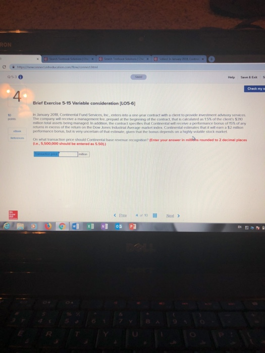  0530 Check my Brief Exercise 5-15 Variable consideration [LO5-6) in January