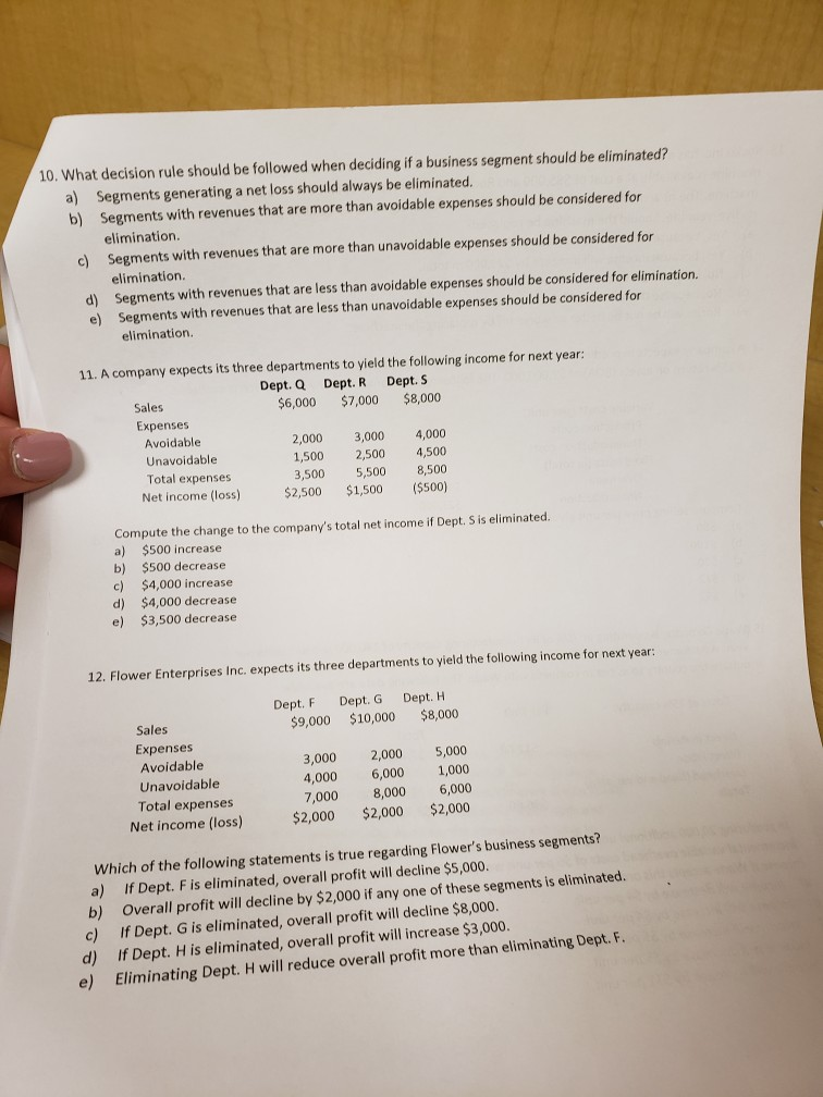10. What decision rule should be followed when deciding if a