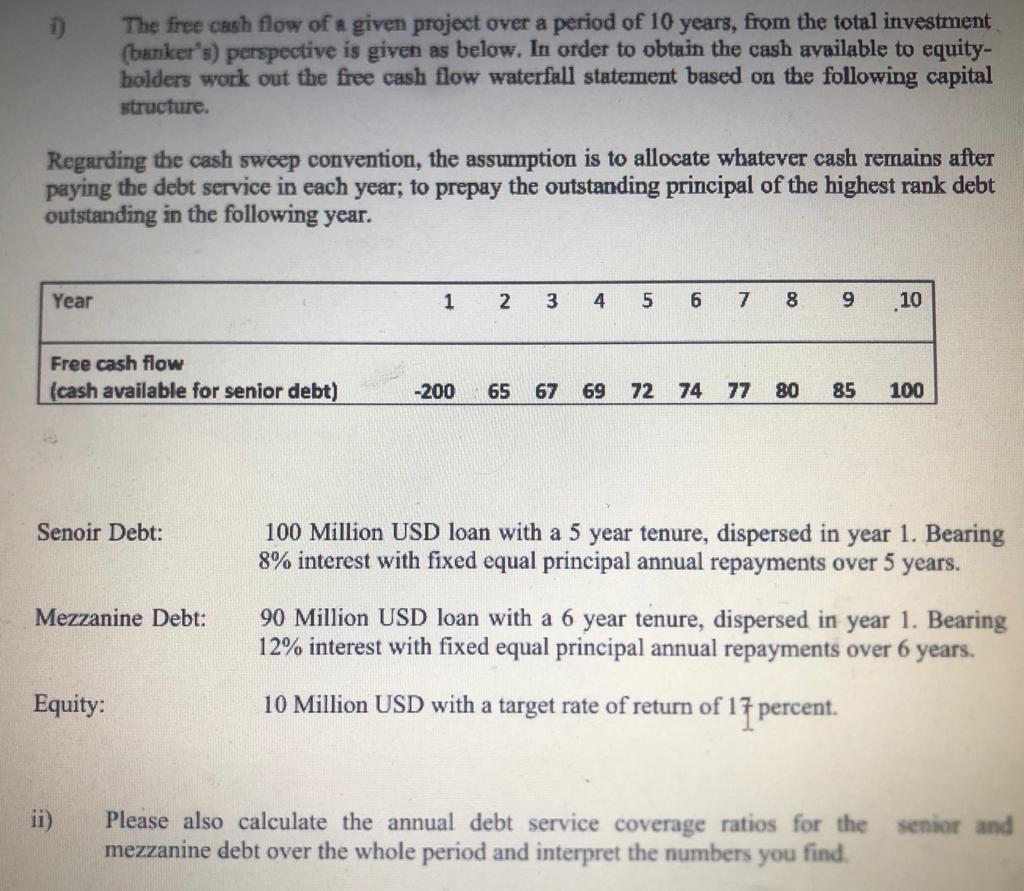  please I need solution to this question The free cash flow