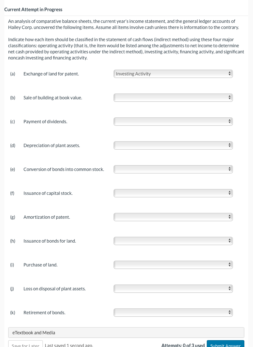  Current Attempt in Progress An analysis of comparative balance sheets, the