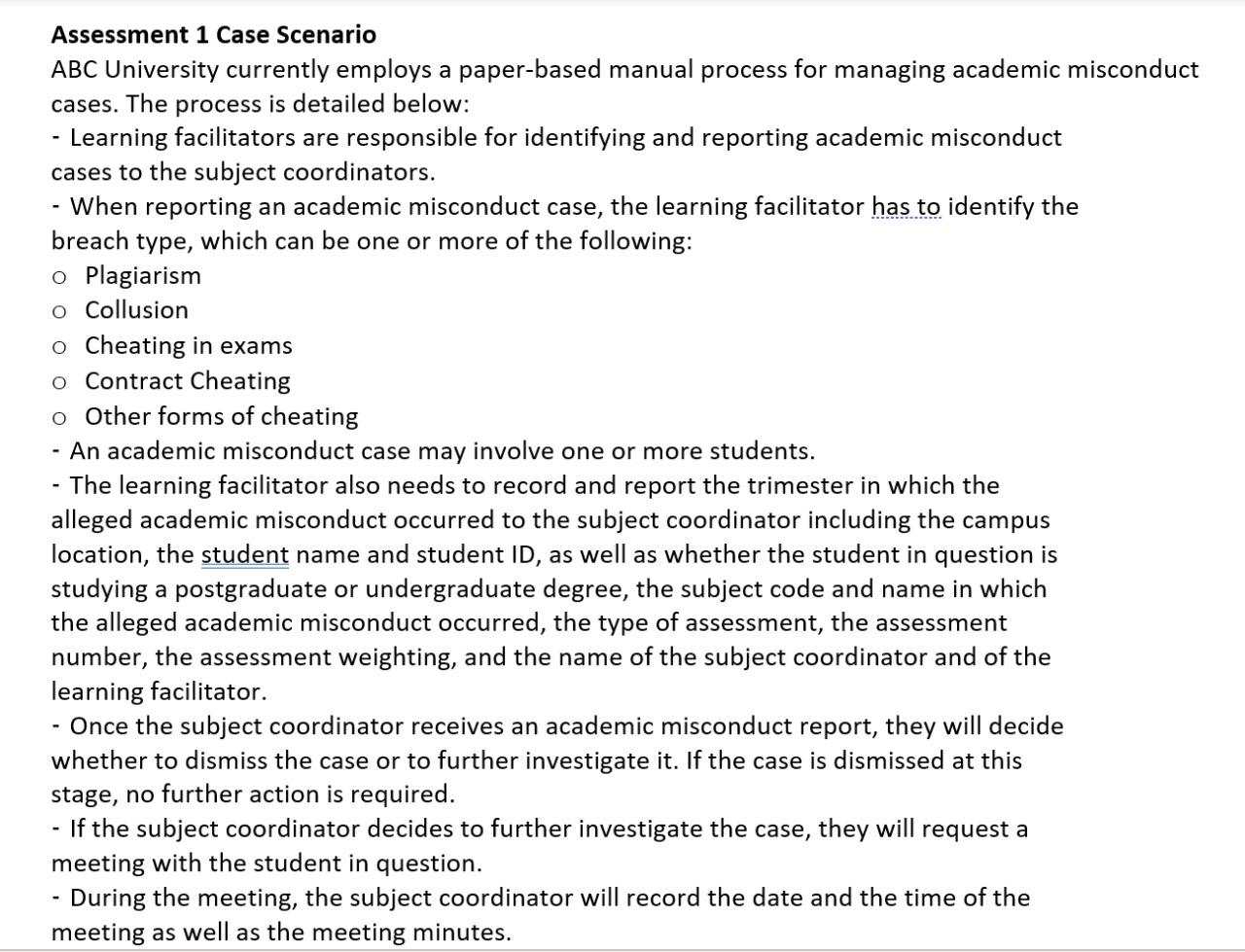 spreadsheets as you deem necessary to manage and store academic misconduct cases
