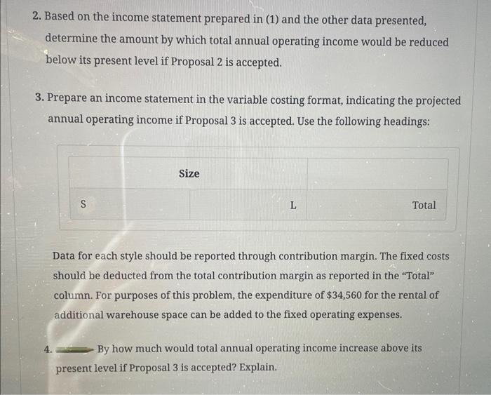 sizes of camping tents-small (S), medium (M), and large (L). The income